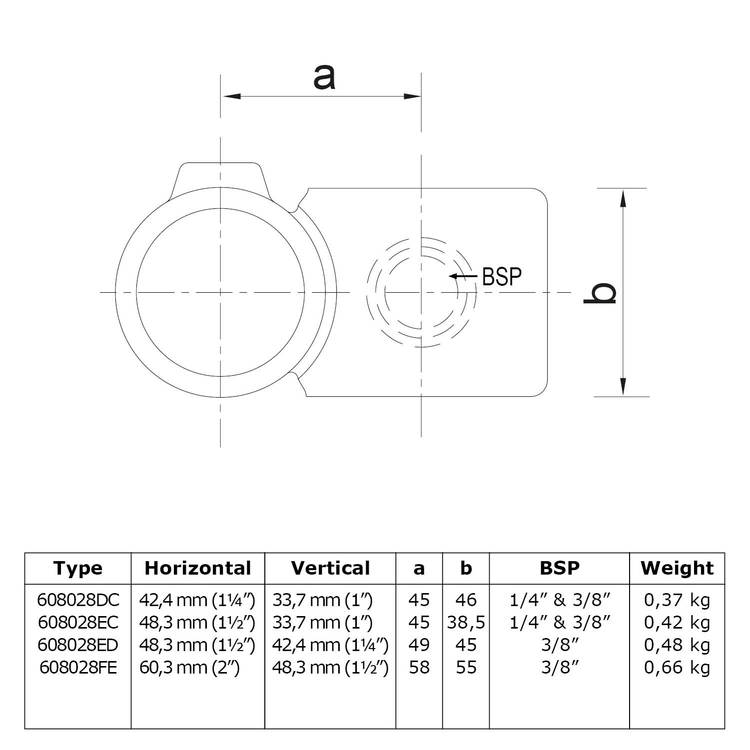 Buiskoppeling Kruisstuk 90° - verloop-EC / 48,3 mm - 33,7 mm